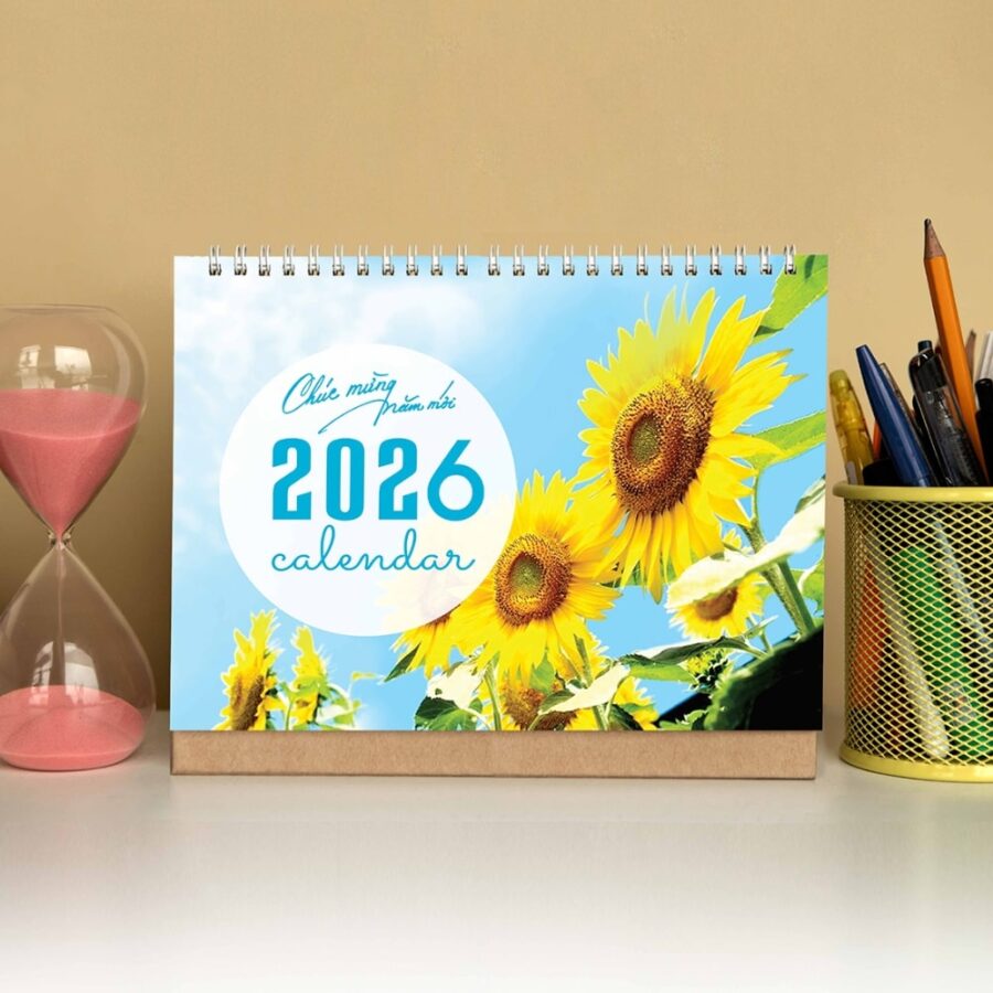 in lịch để bàn hoa