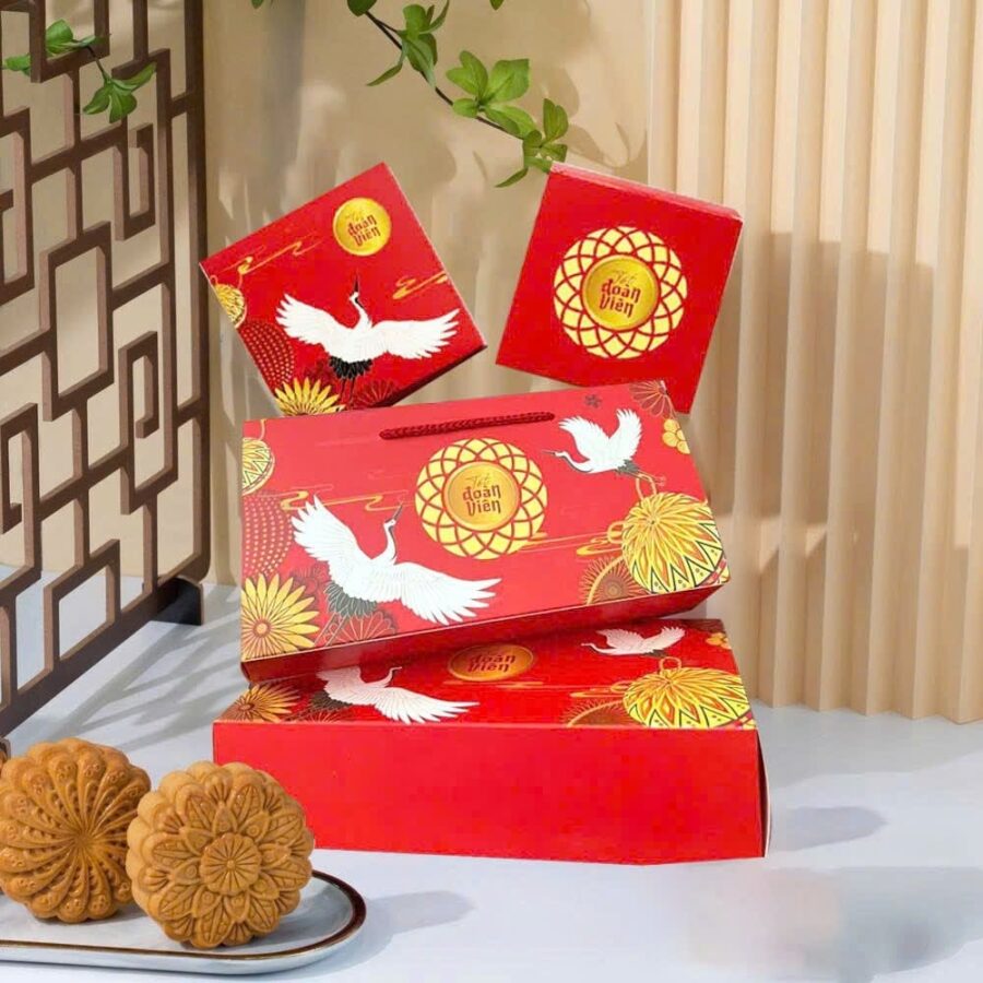 hộp bánh trung thu màu đỏ