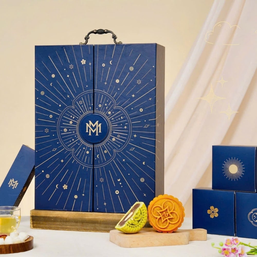 hộp bánh trung thu màu xanh