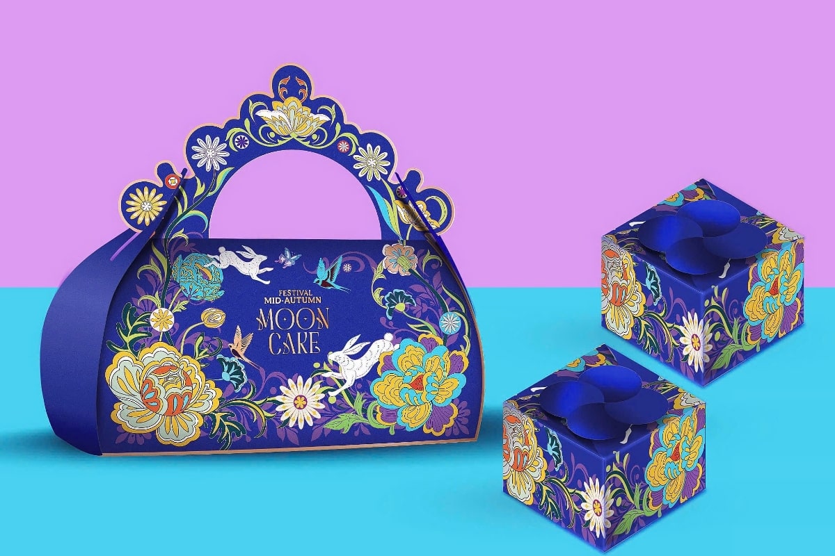 hộp trung thu quai xách xanh