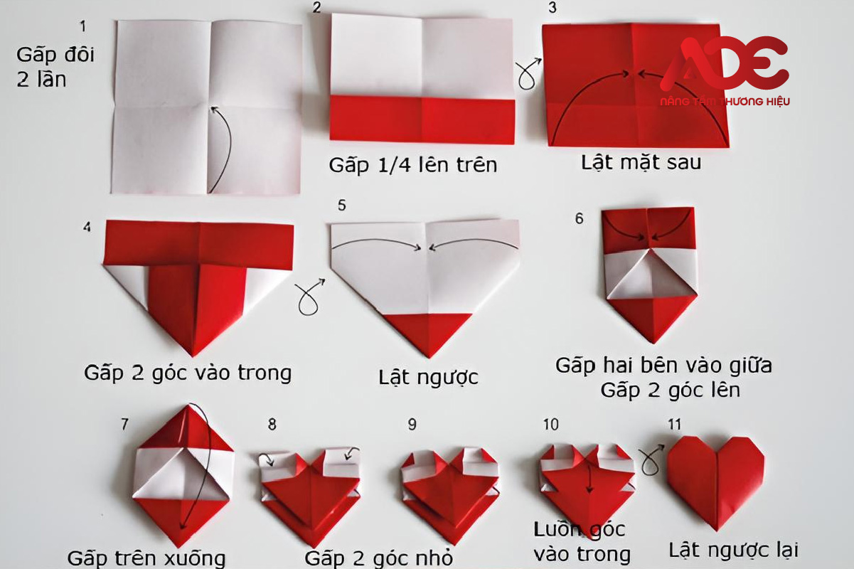 Cách gấp hộp giấy hình trái tim