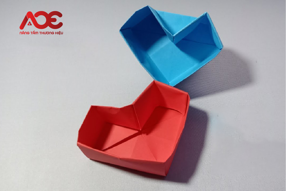 Cách xếp hộp giấy hình trái tim