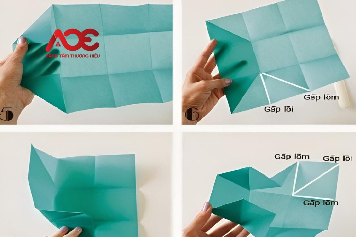 Cách gấp hộp giấy hình vuông liền nắp