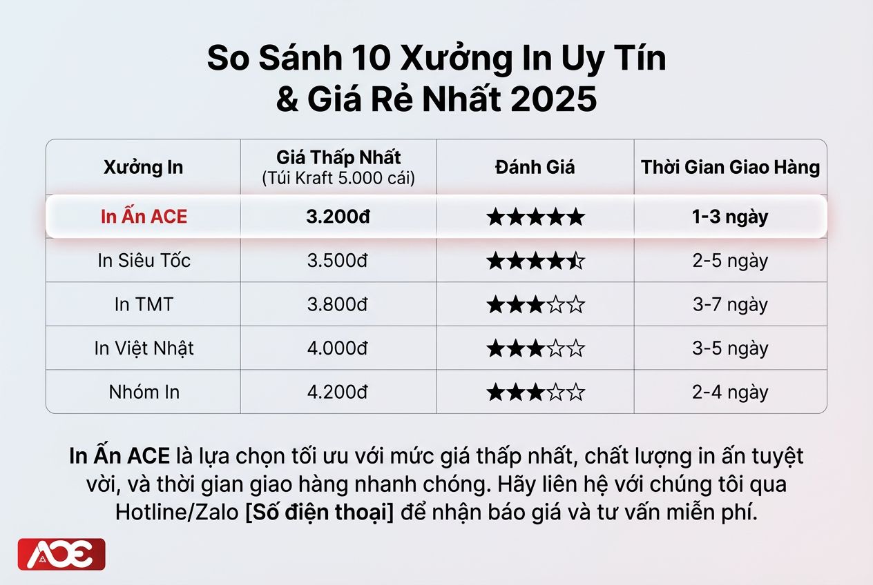 So Sánh 10 Xưởng In Uy Tín & Giá Rẻ Nhất 2025